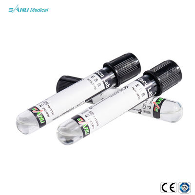 Black Top PE PS 3.8% Sodium Citrate Blood Collection ESR Tube یکبار مصرف