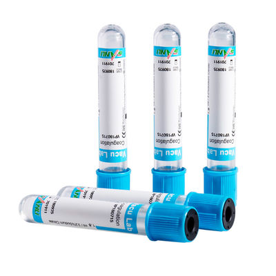 لوله های آزمایش انعقاد CE ISO Blue Top Glass با افزودنی سیترات سدیم 3.2 درصد