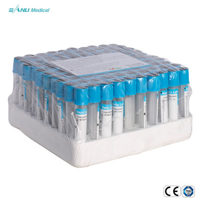 لوله های آزمایش انعقاد CE ISO Blue Top Glass با افزودنی سیترات سدیم 3.2 درصد