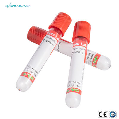 لوله آزمایش خون وکیوم قرمز استریل IVD 13x100 میلی‌متری دارای تاییدیه با فعال کننده لخته