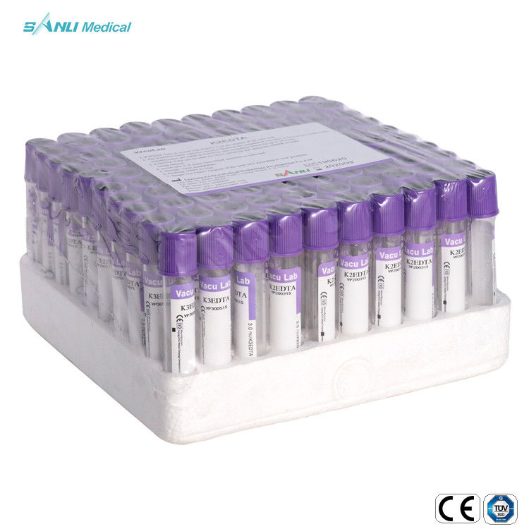 CE ISO لوله جمع آوری خون یکبار مصرف بنفش 2ml 3ml 4ml لوله EDTA K2 K3 5ml